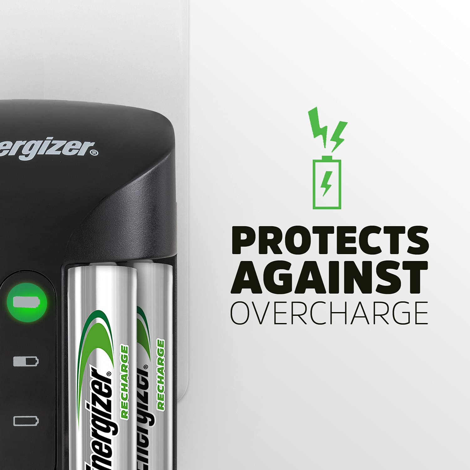 Energizer Battery Charger, Recharge Pro, for AAA and AA Batteries (4x AA Rechargeable Batteries Included)