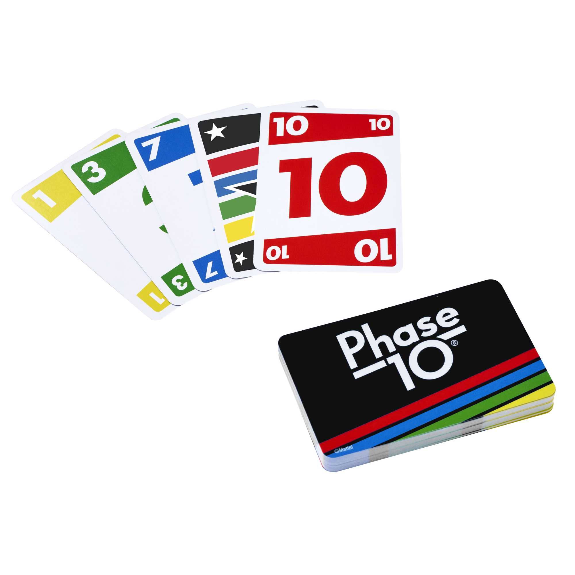 Mattel Games Phase 10 card game, sequences rummy-like card game, includes 108 cards, FFY05