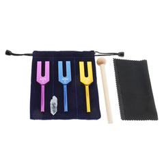 DRELD Angelic Tuning Forks Set - 4096 Hz, 4160 Hz, 4225 Hz Tuning Fork Ideal for Sound Healing, Meditation and Therapy, with Crystal, Silicone Hammer and Storage Bag