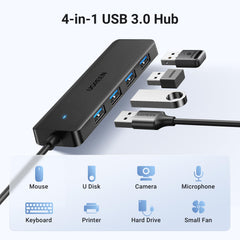 UGREEN USB Hub 3.0, USB Splitter 4 Port Ultra Slim with 5Gbps Data Transfer, USB Extender for Mouse, Keyboard, Flash Drive, U Disk, Printer, Compatible with Laptop, Desktop PC, Xbox, PS5, and More