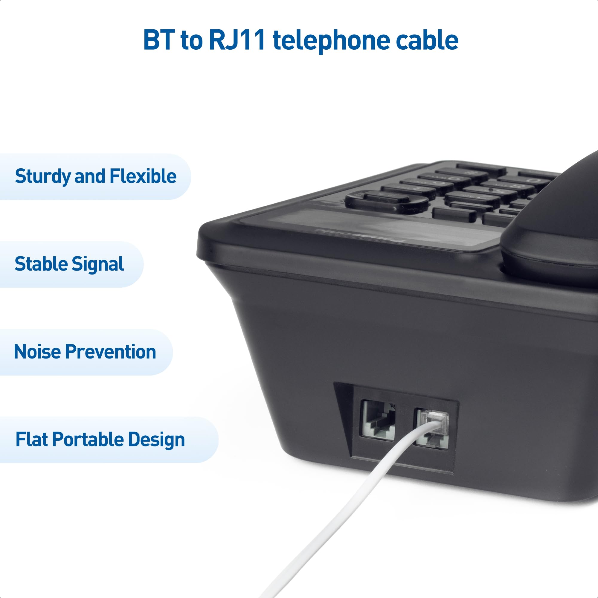 Cable Matters 2m BT to RJ11 Cable (Telephone Cable for BT) in White - 2m