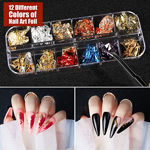 Teenitor Nail Art Kit with Nail Glitter, Nail Art Brushes & Nail Sticker for Gel Nails Art, Nail Gems Nail Accessories Tool for Teenage Girls, Nail Art Pens Nail Dotting Tool for Beginners