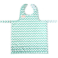 BIB-ON, A New, Full-Coverage Bib and Apron Combination for Infant, Baby, Toddler Ages 0-4. (Teal Chevron)