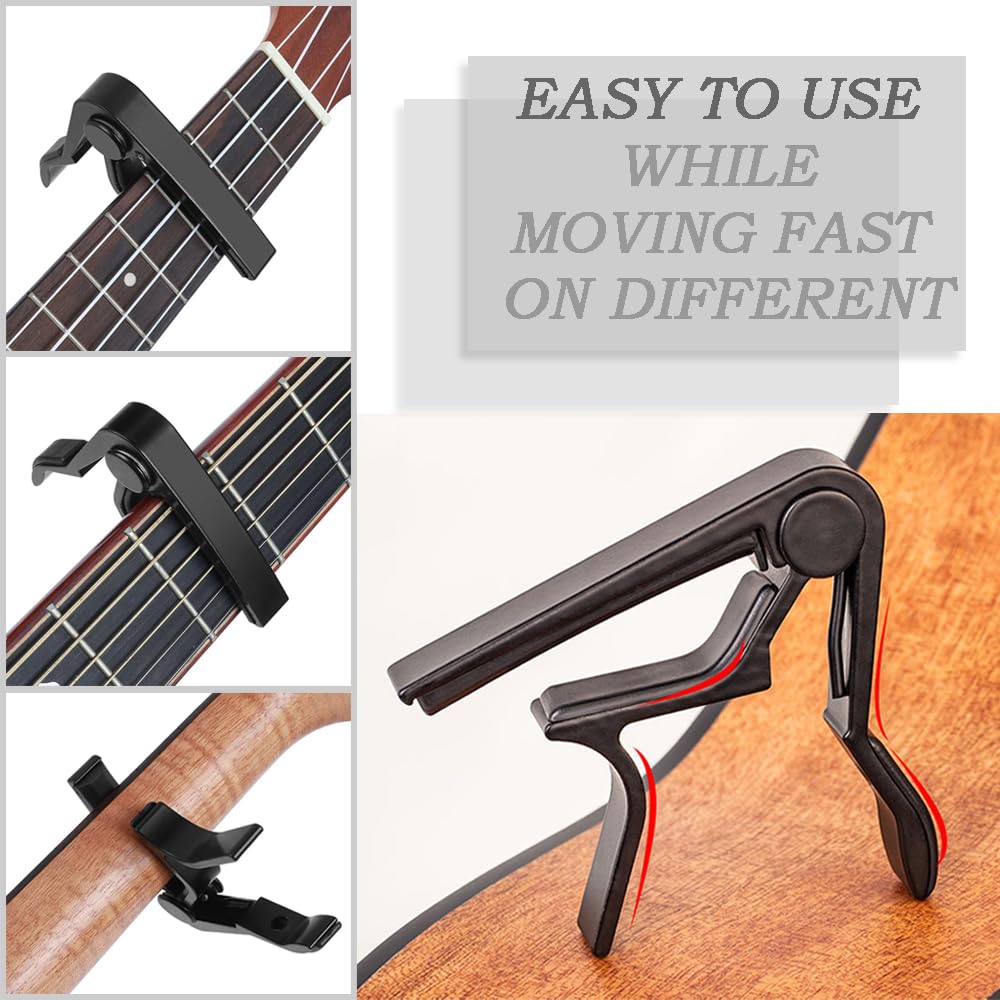 DAZISEN Guitar Capo with 5 Guitar Picks - Quick Release Capotastos Capo Clamp for Classical Guitar, Electric Guitar, Ukulele, Bass, Blue