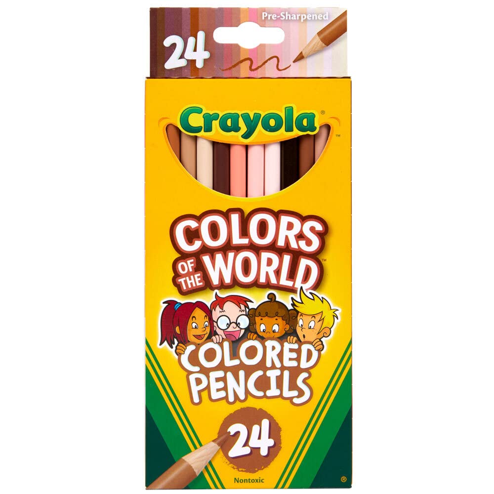 CRAYOLA Colours of the World Pencils - Assorted Colours (Pack of 24)   Colours That Represent Skin Tones from Around the World   Ideal for Kids Aged 3and