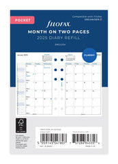 Pocket Month on two pages English block format not tabbed 2025