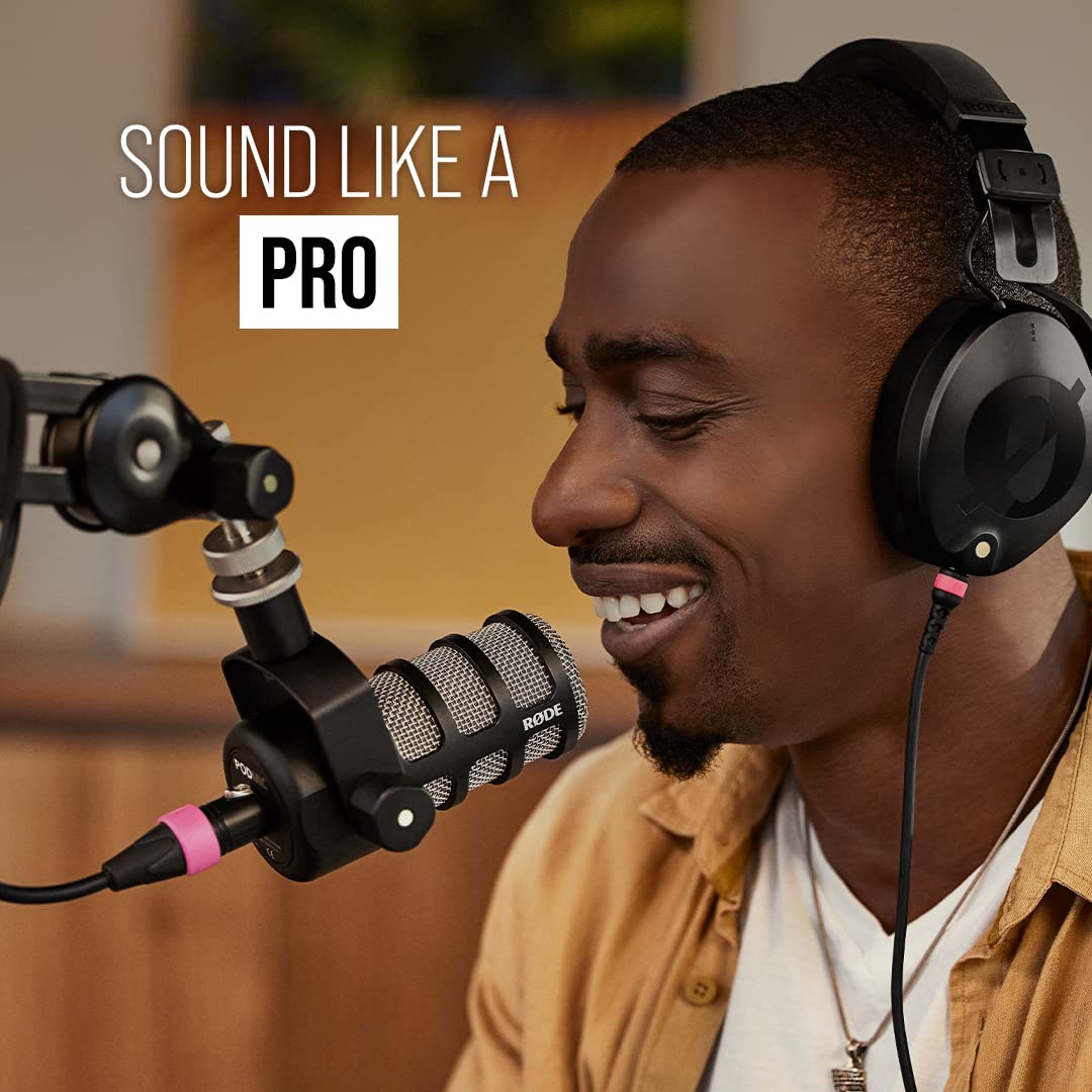 RØDE PodMic Broadcast-quality Dynamic Microphone with Integrated Swing Mount for Podcasting, Streaming, Gaming, and Voice Recording,Black,XLR