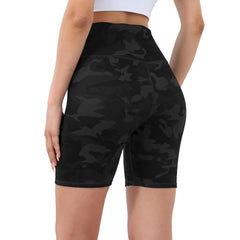 OVRUNS Women's Cycling Shorts High Waist Gym Shorts for Running Workout Sports Yoga with Pockets - Greycamo - XS