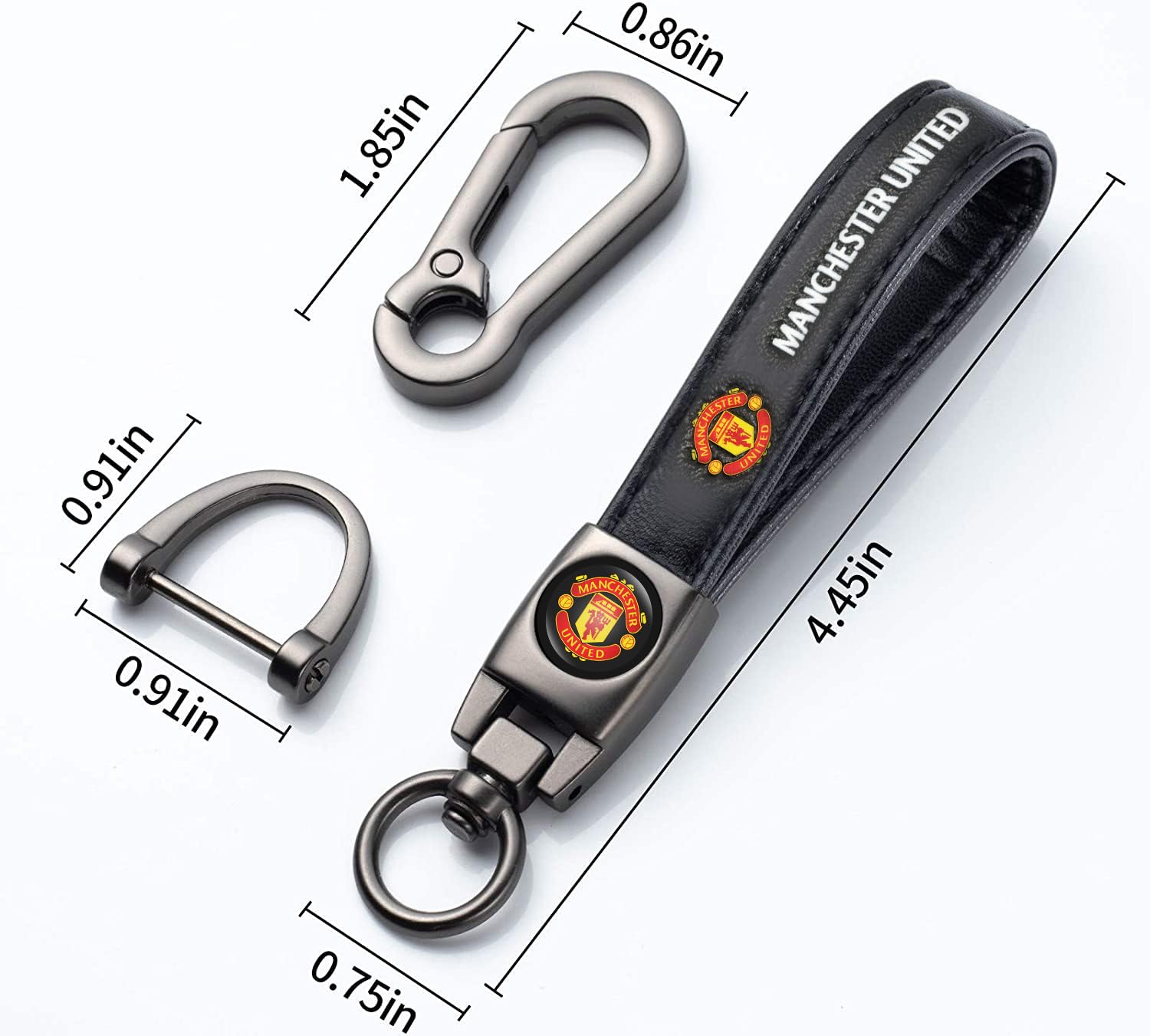 Manchester United Car Keychain Keyring for Manchester United Fans,FC Manchester United Car Key Chain Replacement Key Fob Holder,Leather Car Key Lanyard Car Key Hanger,Souvenir for Football Fans