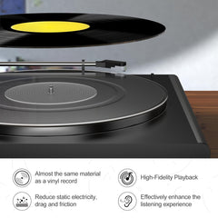 Turntable Mat Record Platter Slipmat: Acrylic Record Player Platter Vinyl Slipmat for Turntables Antistatic Tighter & Defined Bass, Clear