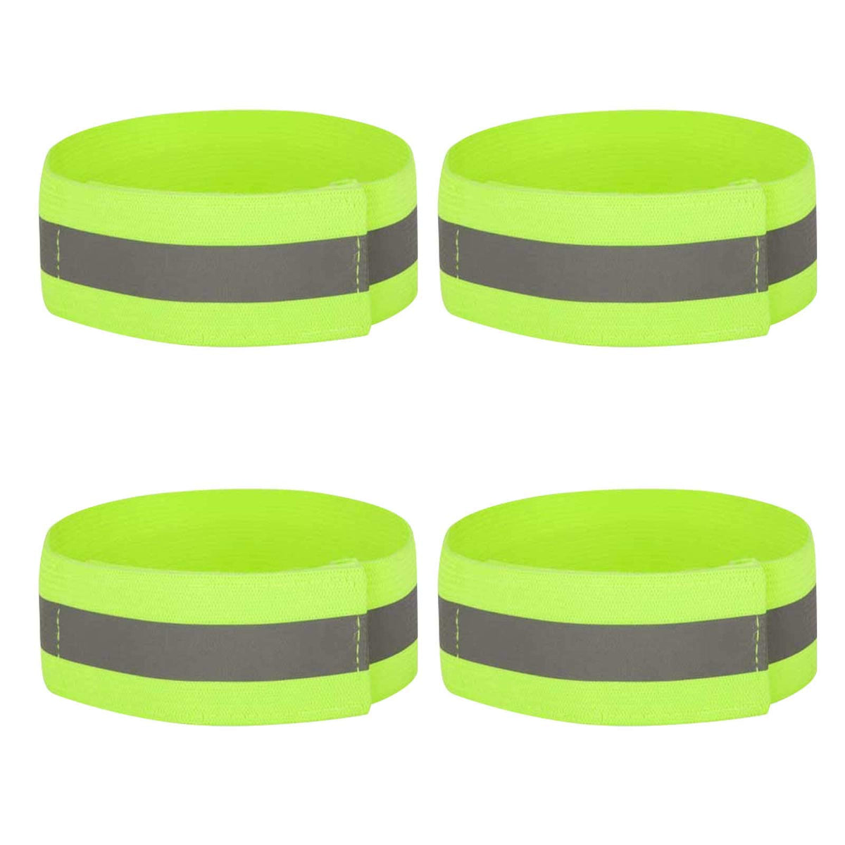 4PCS High Visibility Armbands, Elasticated Ankle Bands Hi Vis Reflective Running Armbands Wristbands Slap Armbands Reflector Strips Safety Bands For Running Walking Cycling Jogging Nigh Outdoor Safety