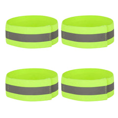 4PCS High Visibility Armbands, Elasticated Ankle Bands Hi Vis Reflective Running Armbands Wristbands Slap Armbands Reflector Strips Safety Bands For Running Walking Cycling Jogging Nigh Outdoor Safety