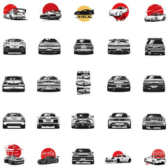 50 Pcs JDM Racing Cars Stickers, Cool Sports Car Sticker for Fans Kids Teens Adult, Durable Aesthetic Decals for Laptop Skateboard Water Bottle Bicycle Motorbike Car Computer Scrapbook