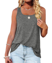 iChunhua Womans Summer Casual Scoop Neck Long Sleeveless Vest Tank Tops Grey Large