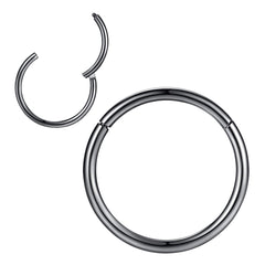 20g Hoop Nose Rings for Men and Women 10mm Nose Hoop 20 Gauge Nose Ring Hoop Black Septum Clicker Hinged Ring 316L Surgical Steel Black Body Piercing Earrings for Cartilage Helix Ear Lobe Daith Rook