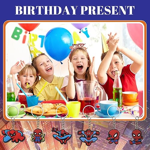 14Pcs Spider Man Keychains Party Bag Fillers for Kids Boys Girls, Spider Man Theme Keyrings Party Favors for Birthday Gift Christmas Halloween Party Supplies Pinata Filler Lucky Dip Prizes Rewards