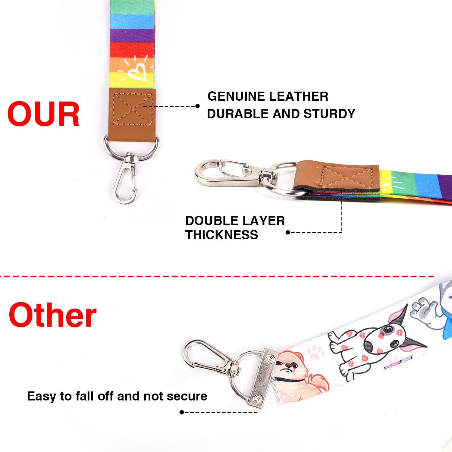 GTOTd LGBTQ Lanyard (2 Pack) with ID Badge Holder Gifts Merch Rainbow Pride Party Supplies Decor Keychain String Wallet Lanyard for Phone Teens