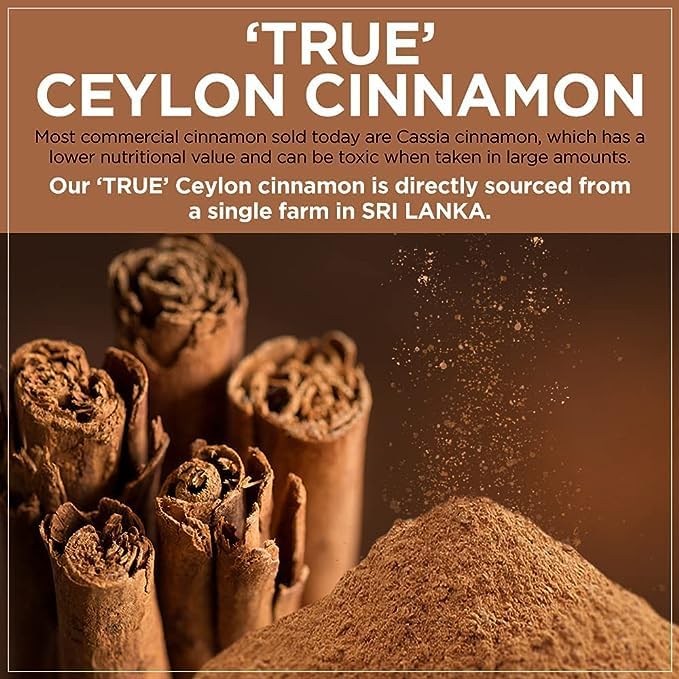 Ceylon Cinnamon Powder   Ethically Sourced 100% Authentic True Ceylon   Cinnamon Ground   Dalchini Powder   Premium Quality   Natural   Non GMO  Vegan   No additives   No Preservatives   100G