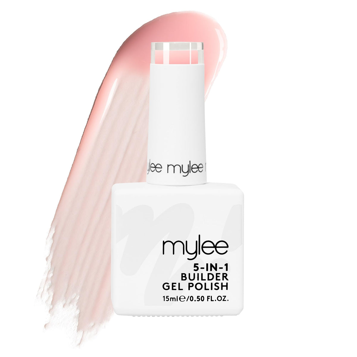 Mylee 5 in 1 Builder Base Strengthening Gel 15ml, UV/LED Nail Polish Coat for Hard Strong Nails Tips & Extensions, For Nail Art Decoration, Decals & Jewels, Professional Manicure Repair (Light Pink)