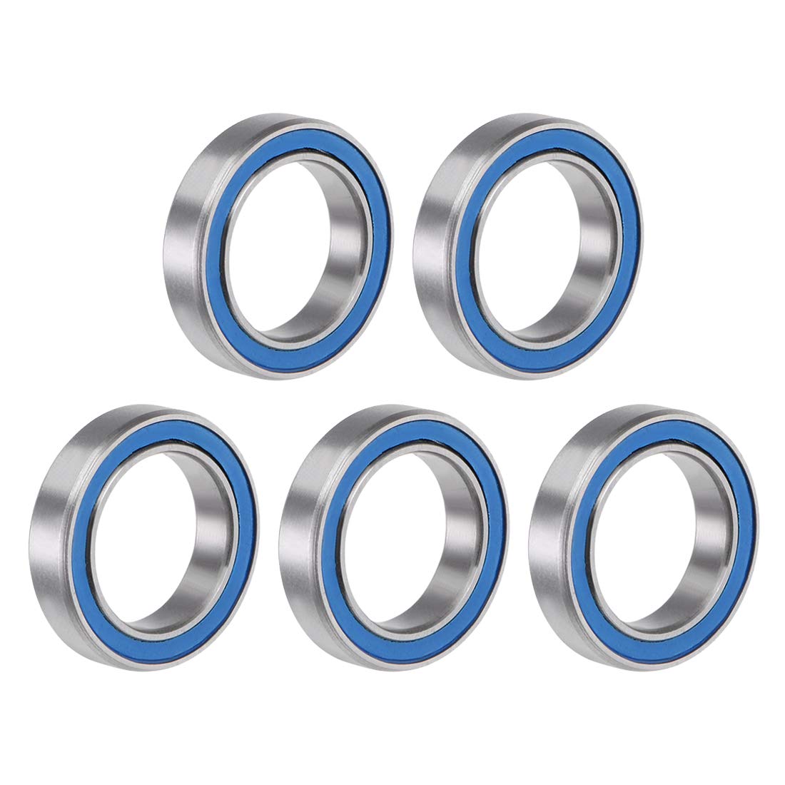 sourcing map 6701-2RS Deep Groove Ball Bearing 12x18x4mm Double Sealed ABEC-3 Bearings 5-Pack