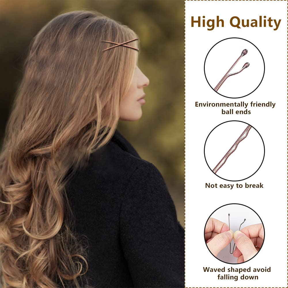 Hair Grips Brown, MORGLES 120 Pcs Bobby Pins Brown Hair Pins for Women with Box (5 cm/2Inches)