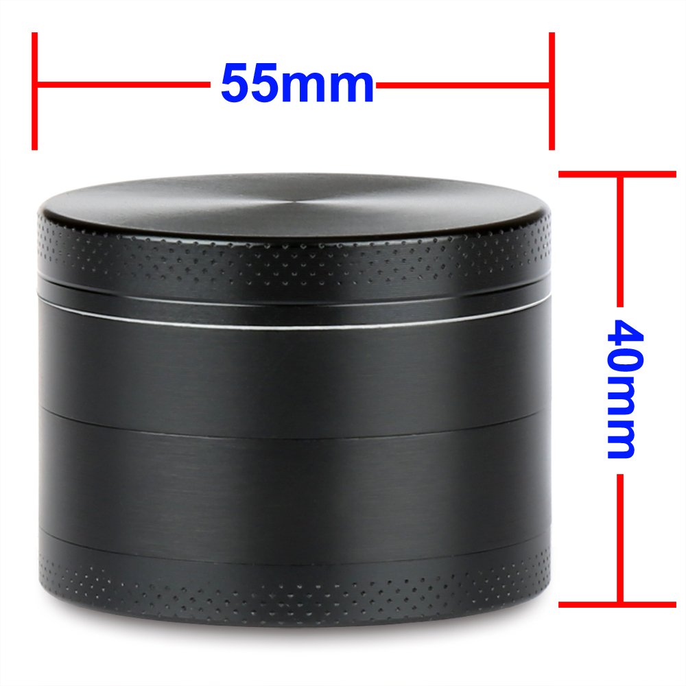 H&S Herb Grinder Metal 4 Piece 2.2 inches Pocket Grinder Spice Mini Crusher Mill with Pollen Catcher and Magnetic Lid