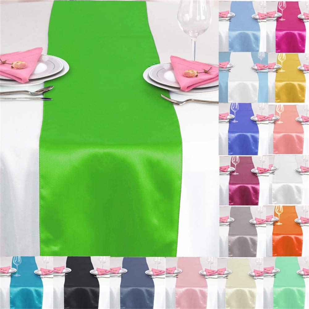 Time to Sparkle 10 Pack Satin Table Runners 12 inchesx108 inchesinch Chair Sashes Swags Wedding Party Table Decoration - Apple Green