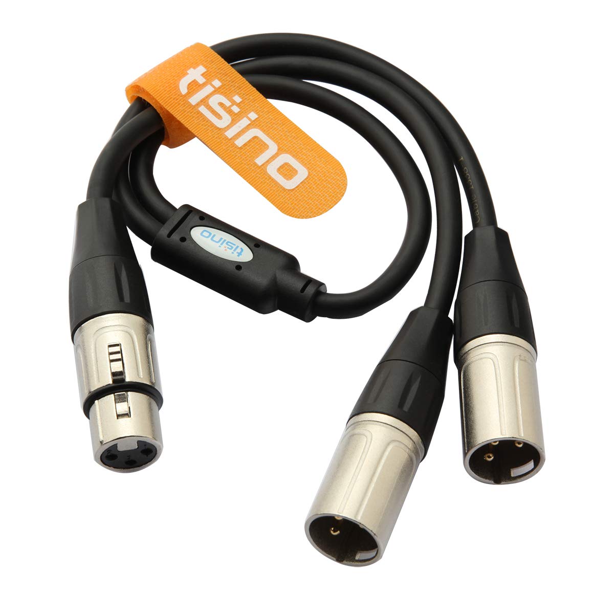 Tisino TSN9506 XLR Splitter Cable, 1 XLR Female to 2 XLR Male Patch Y Cable Balanced Microphone Splitter Cord Audio Adaptor - 1 feet