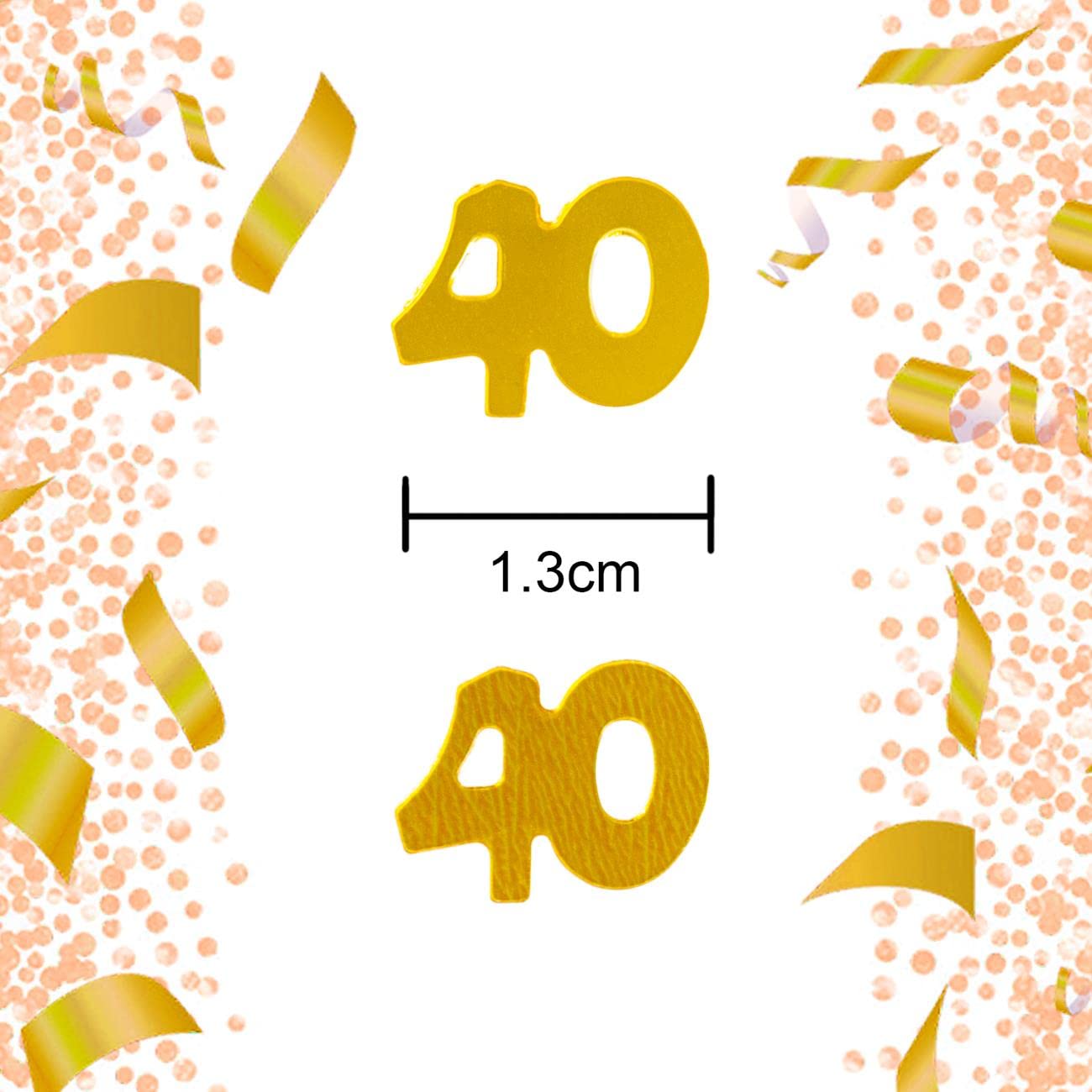 SHATCHI 28g Gold 40th Birthday Confetti Foil Metallic Glitz Table Scatter Sprinkles Age Bday Party Decorations, 12mm