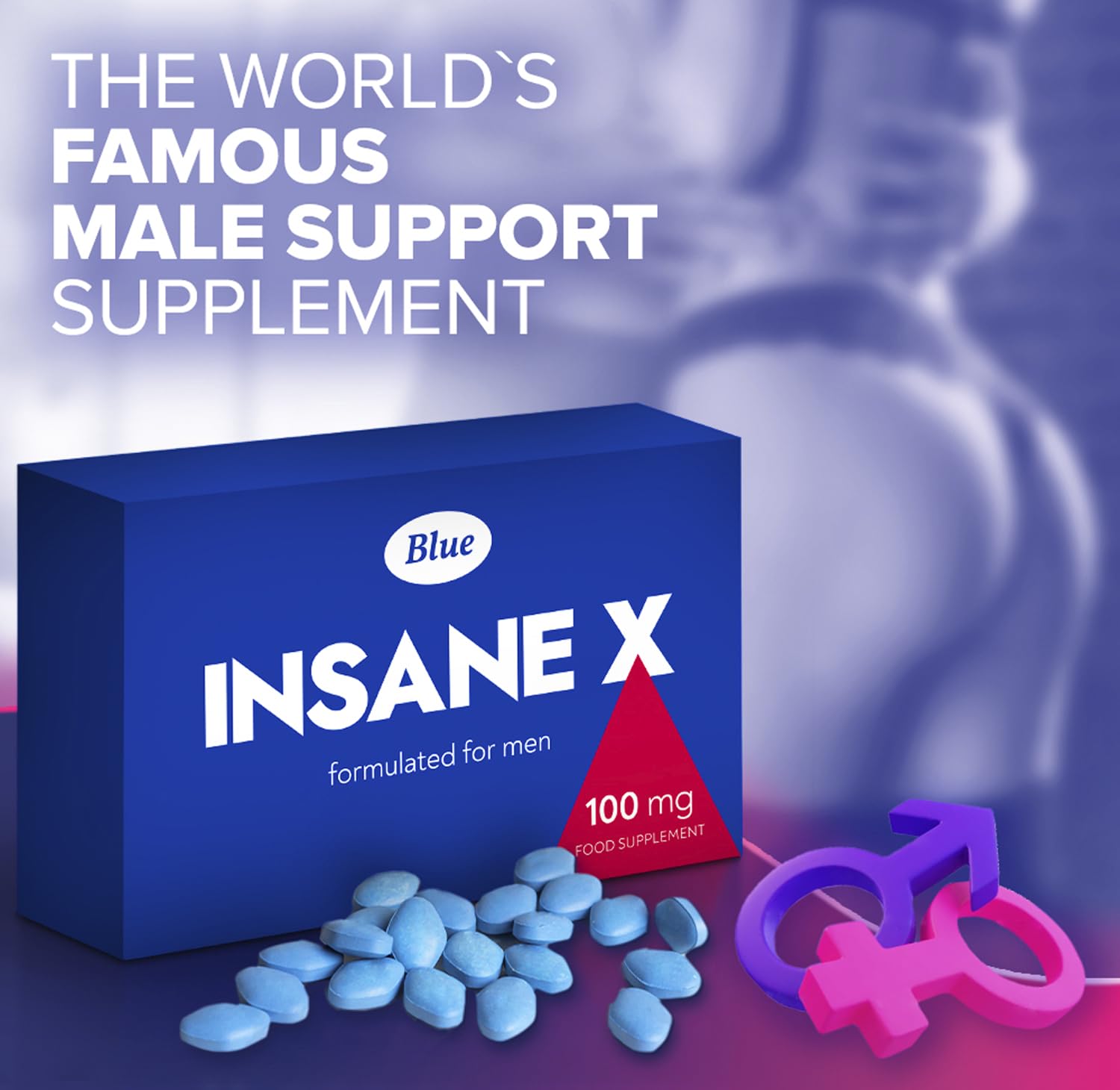 INSANE X 40 Blue Pills for Men 100mg Stronger & Harder Fast-Acting Enhanced Strength Supplements Tablets - Prolonged High Performance - Energy & Male Enhancing - Herbal & Food Supplement UK