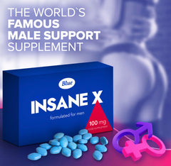 INSANE X 40 Blue Pills for Men 100mg Stronger & Harder Fast-Acting Enhanced Strength Supplements Tablets - Prolonged High Performance - Energy & Male Enhancing - Herbal & Food Supplement UK