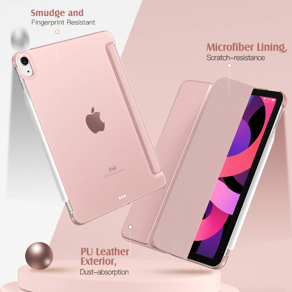 TiMOVO for iPad Air 11 Inch Case M2 2024, iPad Air 5th Generation Case 2022/iPad Air 4th Gen Case 2020 10.9 Inch, Slim Hard PC Translucent Back Shell Smart Cover Fit iPad Air Case - Rose Gold