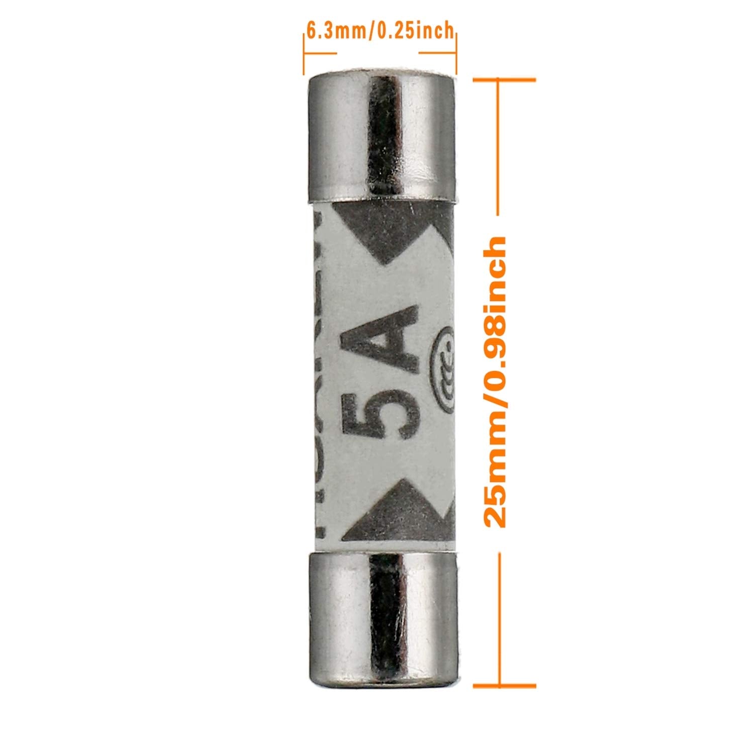 HUAREW 20 Pcs 5A 240V 6.3x25 mm BS1362 0.248x0.984 Inch Ceramic Tube Fuses