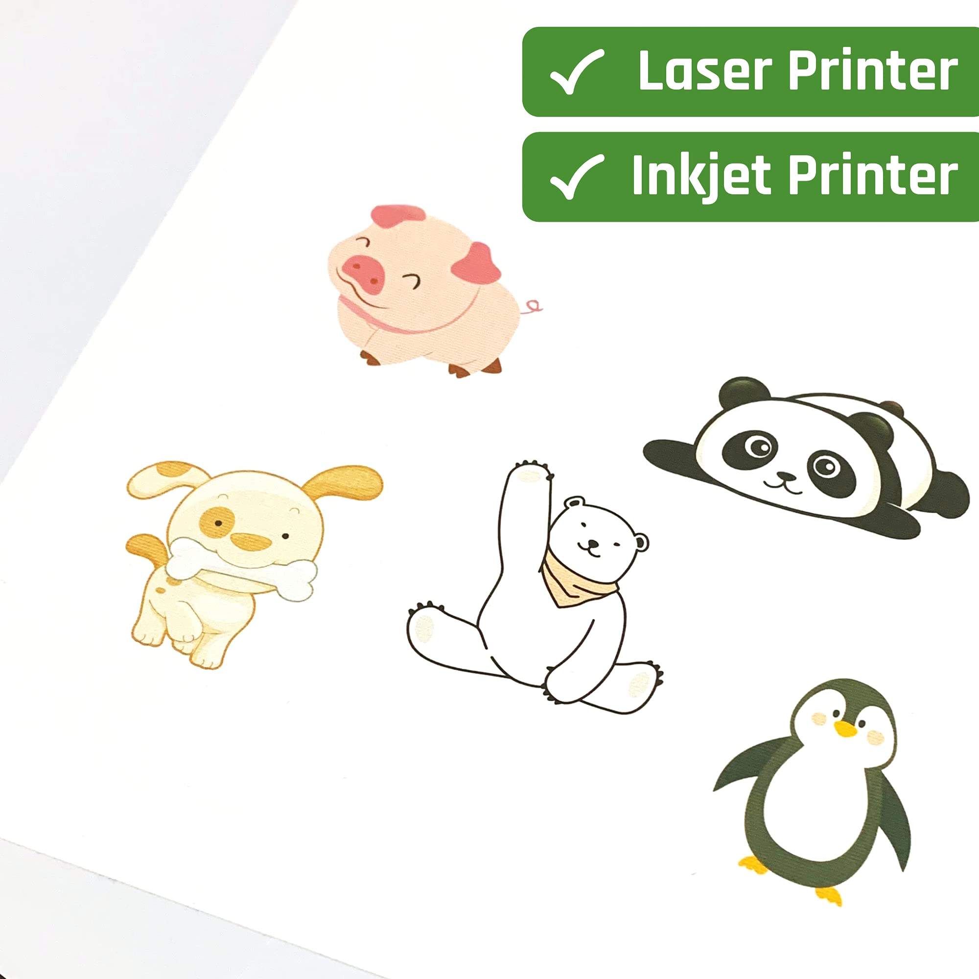 Sticker Paper for Printer A4, White Printable Sticky Labels for Printing - 25 Sheets