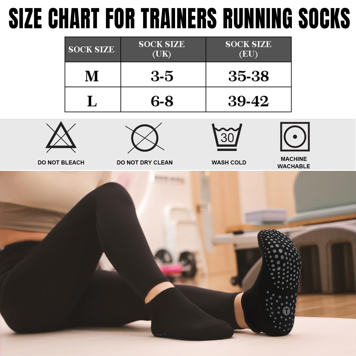 4 Pairs Grip Yoga Socks Women, Non Slip Pilates Trainer Socks Trampoline Barre Ankle Socks for Ladies and Girls for Home Exercise Hospital Black Grey