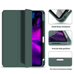 ZOYU Case for 2022 iPad Air 5th Generation 10.9 inch/iPad Air 4th Generation 2020, Trifold Protective Case with Pencil Holder Support 2nd Pencil Charging, Auto Sleep/Wake, for Air 5/4 - Dark Green