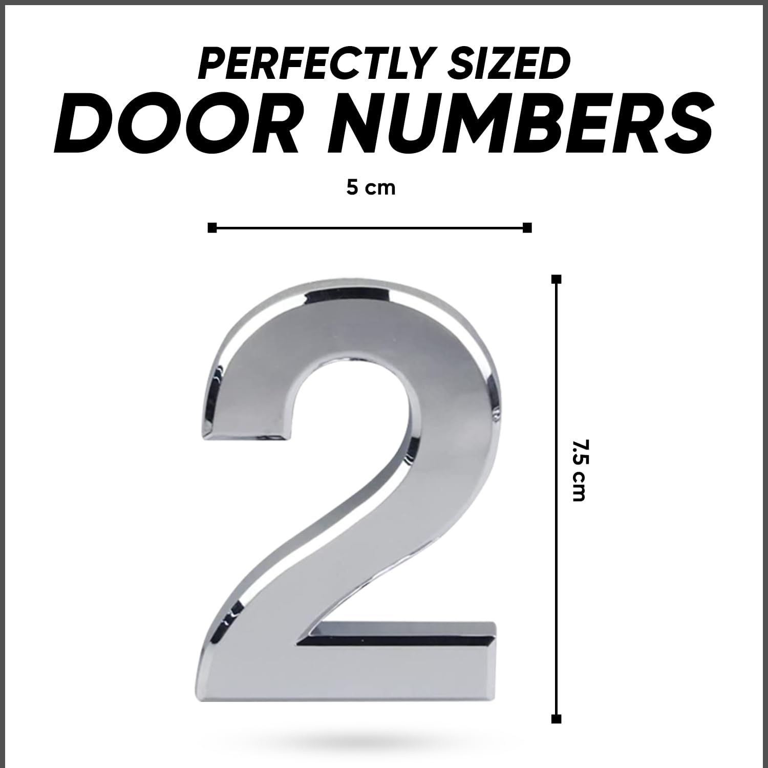 3'' Chrome Effect Door Numbers 0-99 Stick On Door Number House Numbers ABS Self Adhesive Silver 3D House Numbers For Doors, Mail Boxes, Hotel Rooms Door Number Stickers (2)