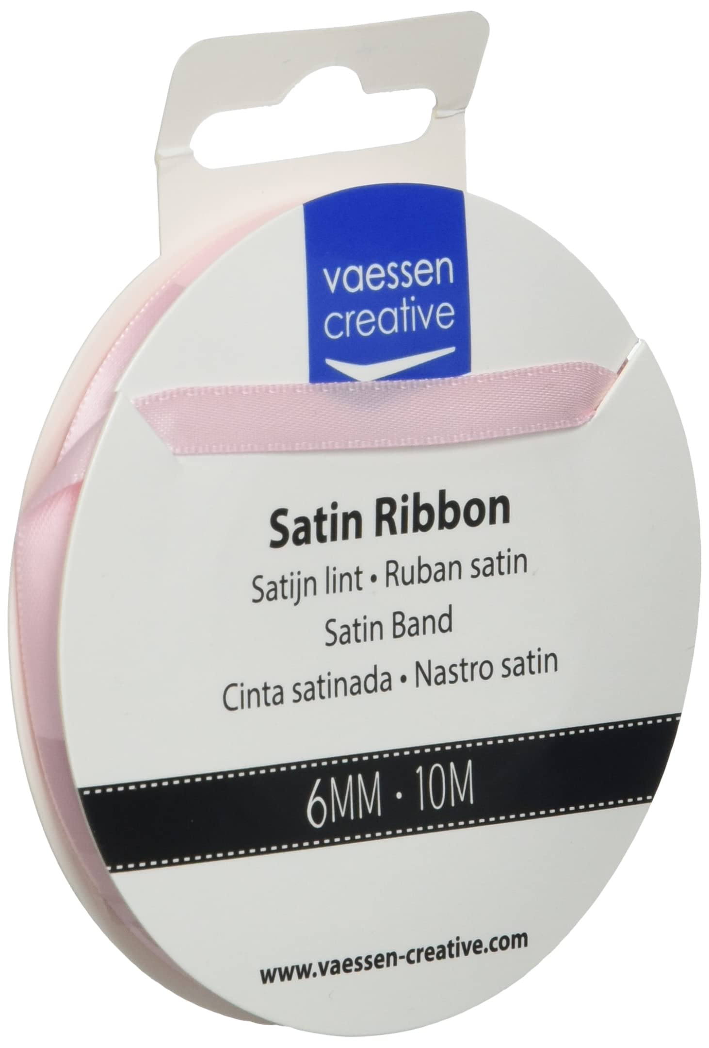 Vaessen Creative Satin Ribbon, Pink, 6mm x 10m, Elegant Shine for Card Making, Scrapbooks, Gift Wrapping and Other Craft Projects, 6 mm