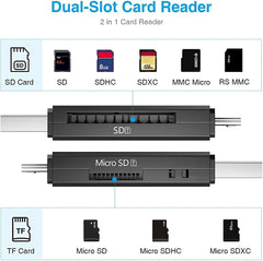 Vanja SD/Micro SD Card Reader, Micro USB SD Card Adapter and USB to SD Memory Card Reader OTG Device for SDXC, SDHC, SD, MMC, RS-MMC, Micro SDXC, Micro SD, Micro SDHC Card, Support UHS-I Card