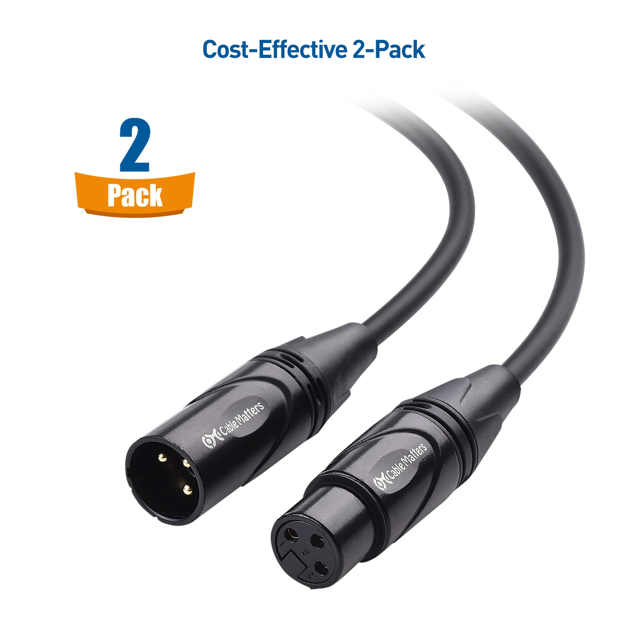 Cable Matters 2-Pack Premium XLR to XLR Microphone Cable 0.9 m, XLR Cables, Mic Cable, XLR Cable