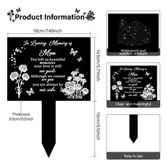 GLOBLELAND Memorial Remembrance Plaque Stake Acrylic Plaque Memorial Commemoratory Sign Garden Remembrance Decoration In Loving Memory of Mom