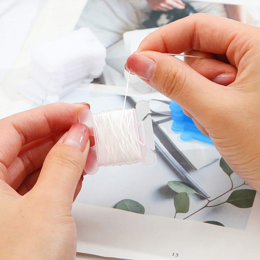 Lanjue 200pcs Plastic Floss Bobbins Cross Stitch Embroidery Cotton Thread for Craft DIY Embroidery Sewing Thread Storage