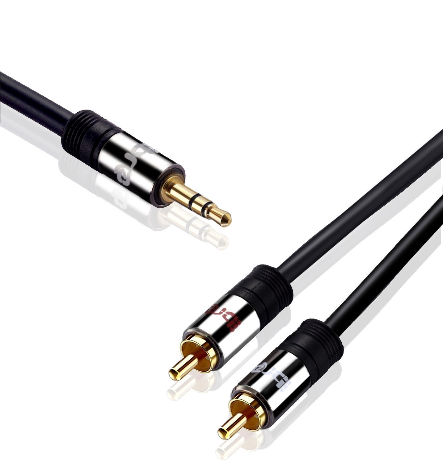 IBRA RCA Audio Cable, 2 RCA Phono Male to 3.5mm Male Headphone Jack Aux Stereo Y Splitter Lead for Speaker, Phone, Hi-Fi Amplifier, DJ Controller, Turntable, TV, Car Stereo - 3m