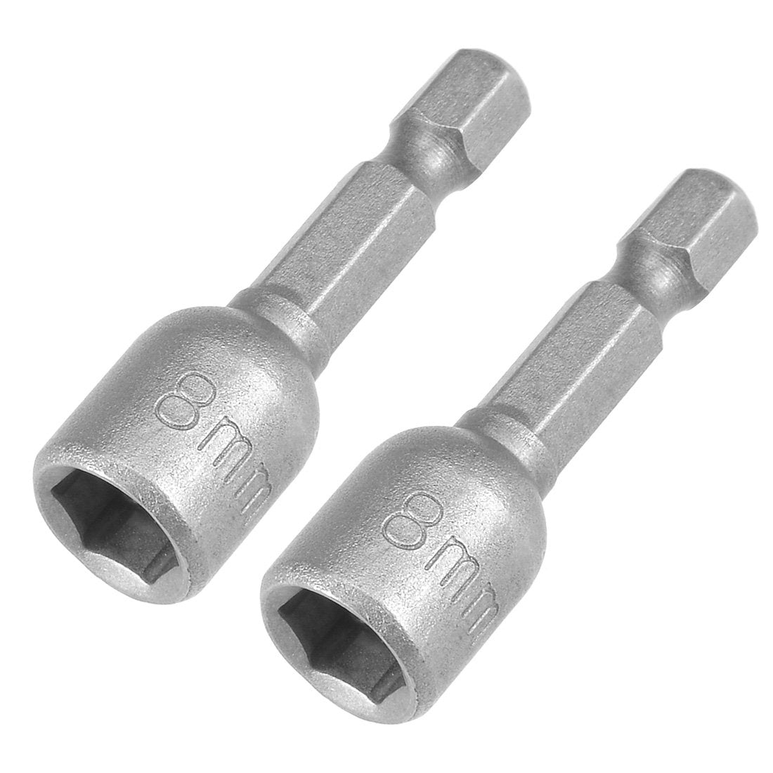 Sourcingmap 2 Pcs 1/4 inches Quick-Change Hex Shank 8mm Magnetic Nut Setter Driver Drill Bit, 42mm Length, Metric, Sandblasting