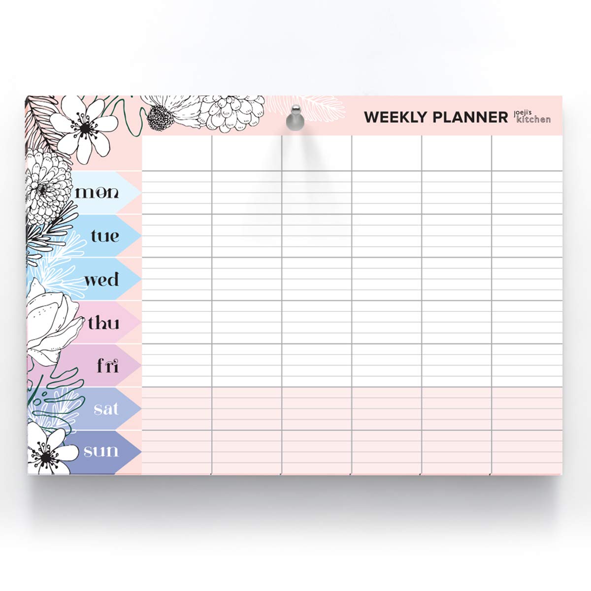Joeji's Kitchen Weekly Planner Pad Tear Off Sheets 60 Pages, Meal Planner Pad - Punched Hole for Hanging Plan Your Weekly Desk Planner Board for organising and Productivity Planning