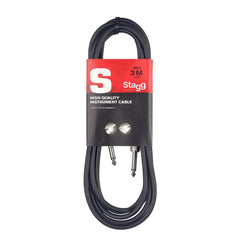 Stagg SGC3 3m, Phone to Phone Plug Instrument Cable, Black