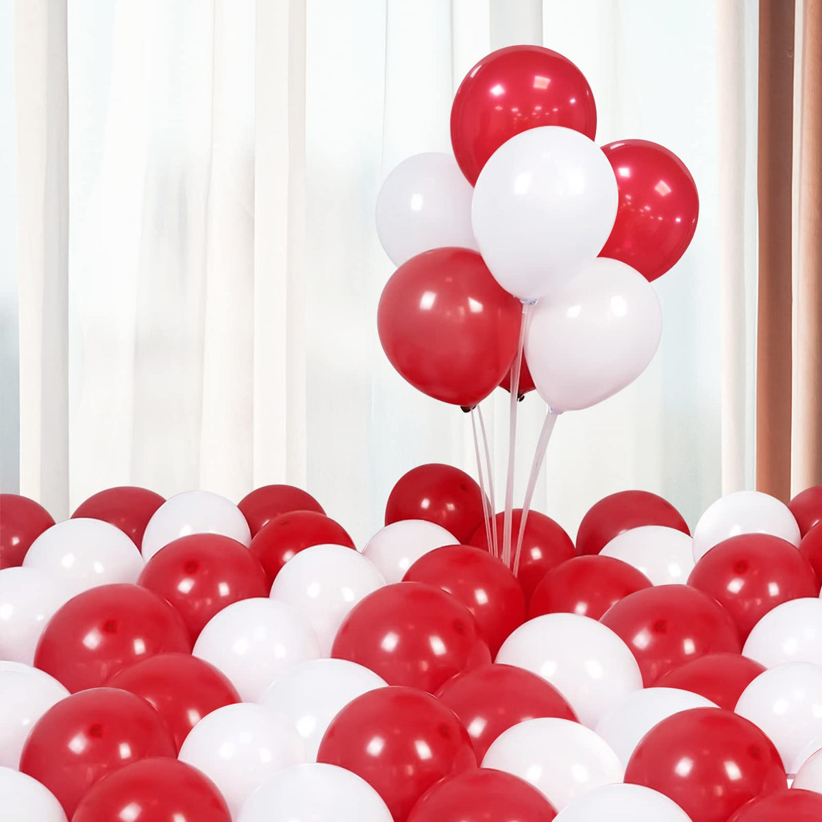 Red and White Latex Balloons 12 Inch 30 Pcs Red Birthday Party Balloons World Cup Football Decorations for Kids Men Christams Valentine's Day Baby Shower Wedding Winter Holiday New Year Party