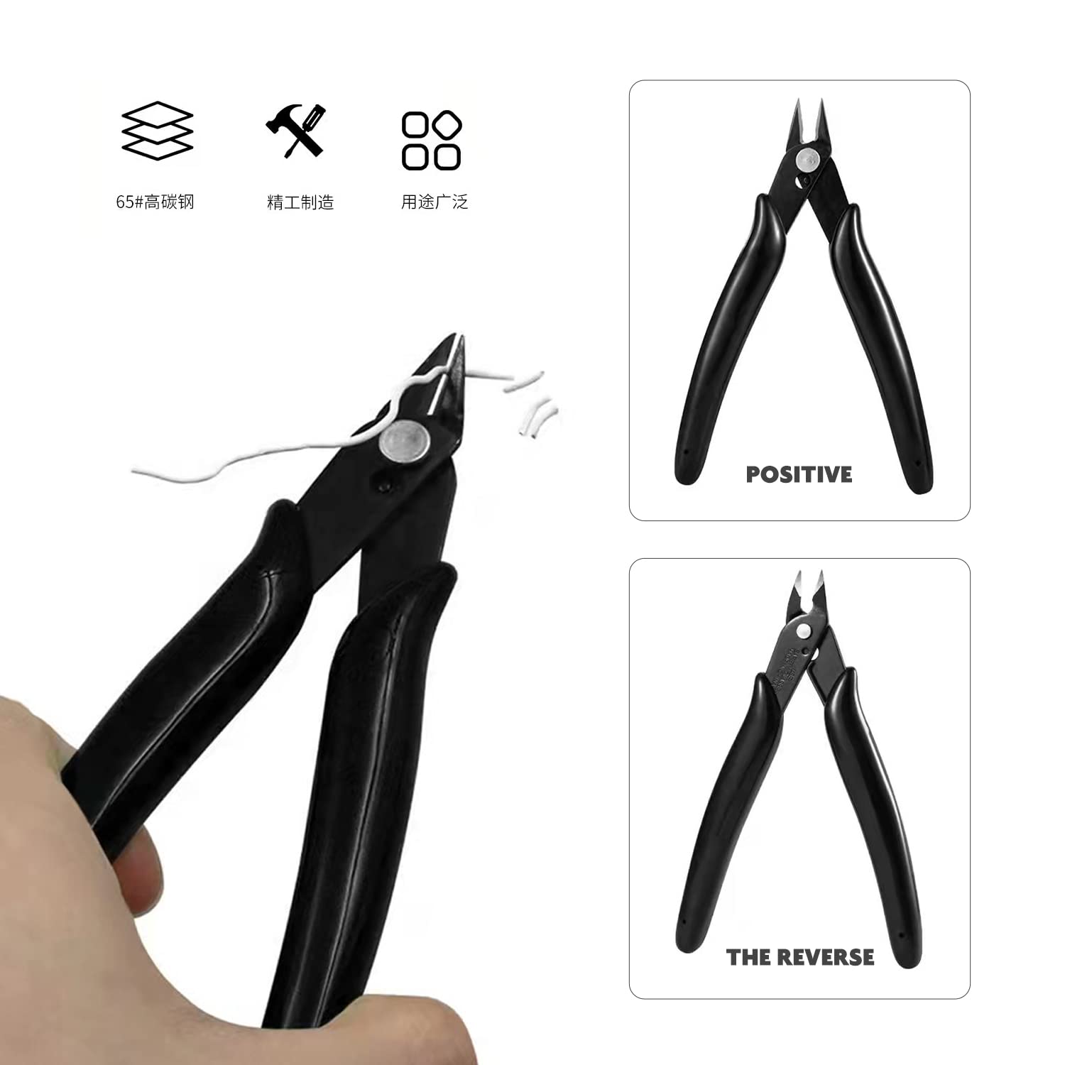 Wire Cutters, 2pcs Side Cutters Cable Cutters Precision Flush Cutters Wire Strippers Electrical Snips Electrical with Soft Grip for Jewelry Craft DIY