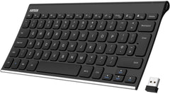 Arteck 2.4G Wireless Keyboard Stainless Steel Ultra Slim Full Size Keyboard for Computer/Desktop/PC/Laptop/Surface/Smart TV and Windows 10/8 / 7 Built in Rechargeable 6-Month Battery