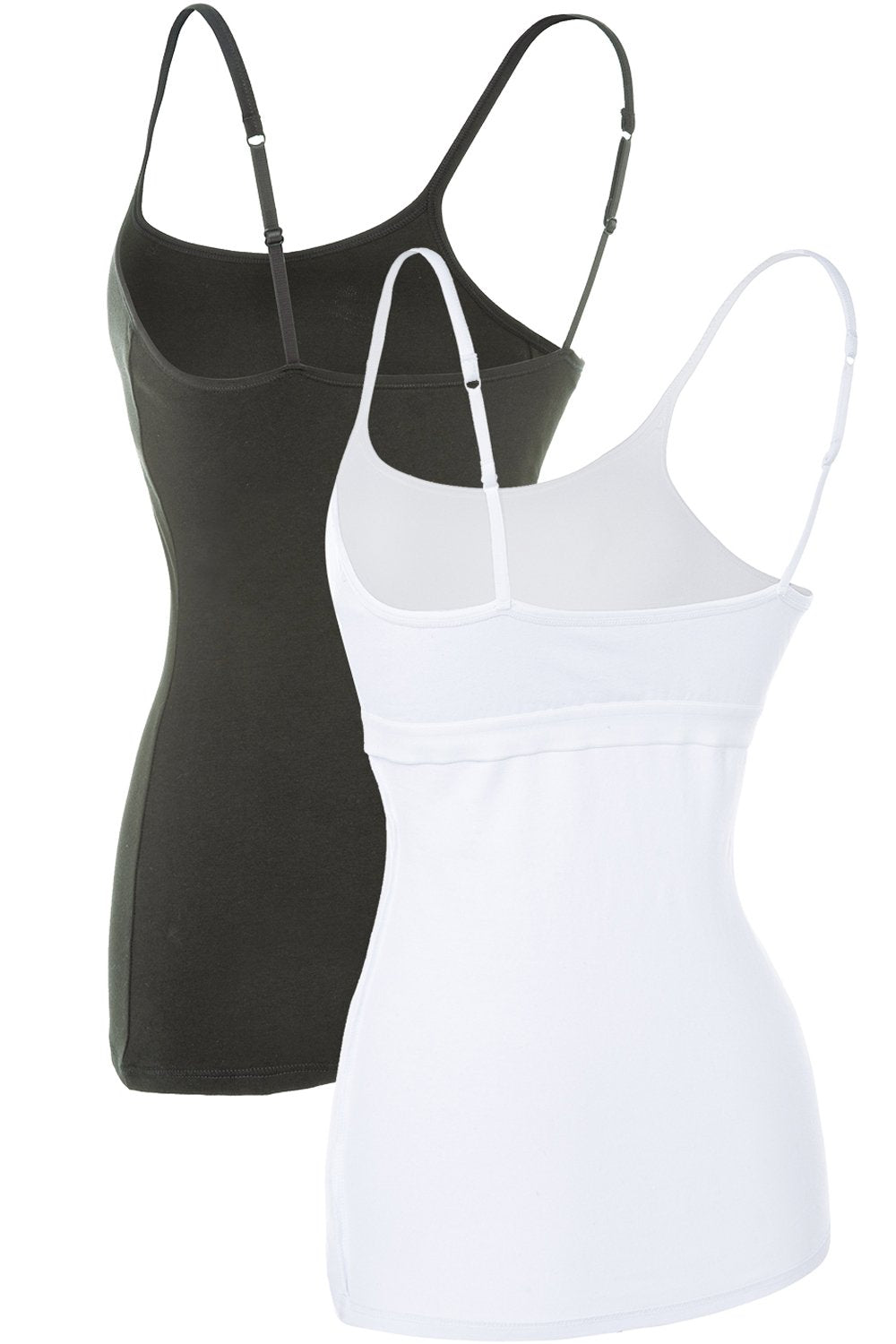 CharmLeaks 2 Pack Women Cotton Sleeveless Camisole Vest Cami Tank Top, White & Deep Grey, S